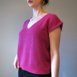 Vintage 90s Pink Boxy Knit Top Size L